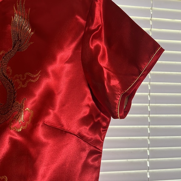 Yan’s Collection Red and Gold Phoenix and Falcon Chinese Dress.  Like new. - Picture 8 of 14